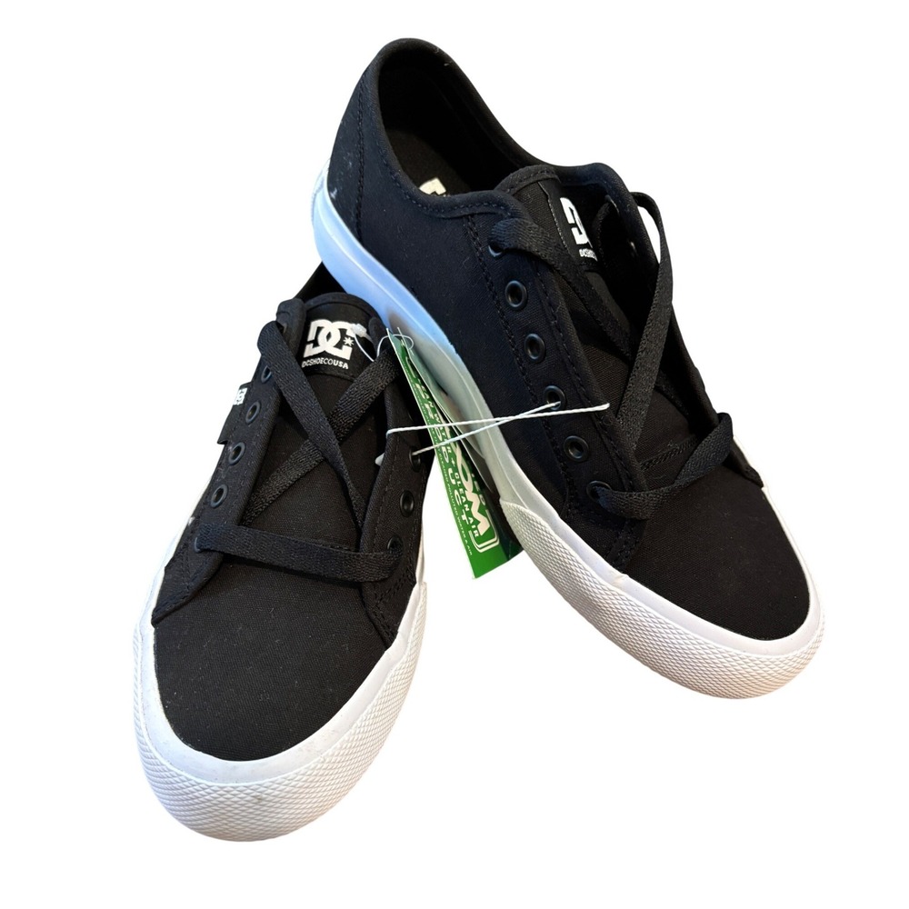 DC Shoes Manual Black White Vegan Skate Sneakers Mens 6.5 Womens 8